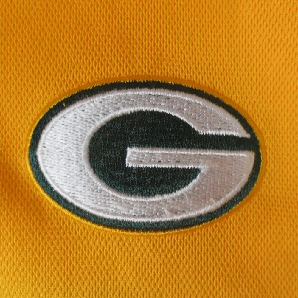Green Bay Packers Reebok Polo Shirt Mens M Yellow Short Sleeve Embroidered Logo